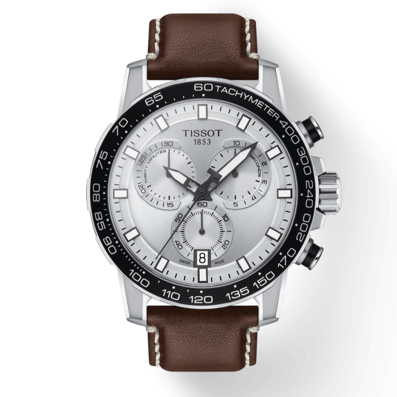 Tissot Supersport Chrono Silver Dial Brown Leather Strap Watch for Men - T125.617.16.031.00
