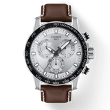 Tissot Supersport Chrono Silver Dial Brown Leather Strap Watch for Men - T125.617.16.031.00