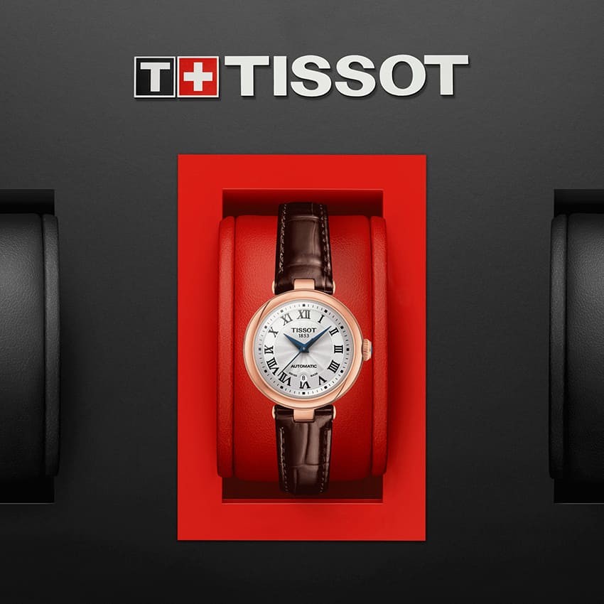 Tissot Bellissima Automatic Silver Dial Brown Leather Strap Watch For Women - T126.207.36.013.00