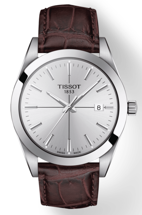 Tissot Gentlemen Silver Dial Brown Leather Strap Watch for Men - T127.410.16.031.01