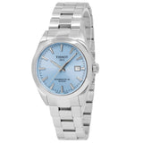 Tissot Gentleman Powermatic 80 Silicium Ice Blue Silver Steel Strap Watch For Men - T127.407.11.351.00