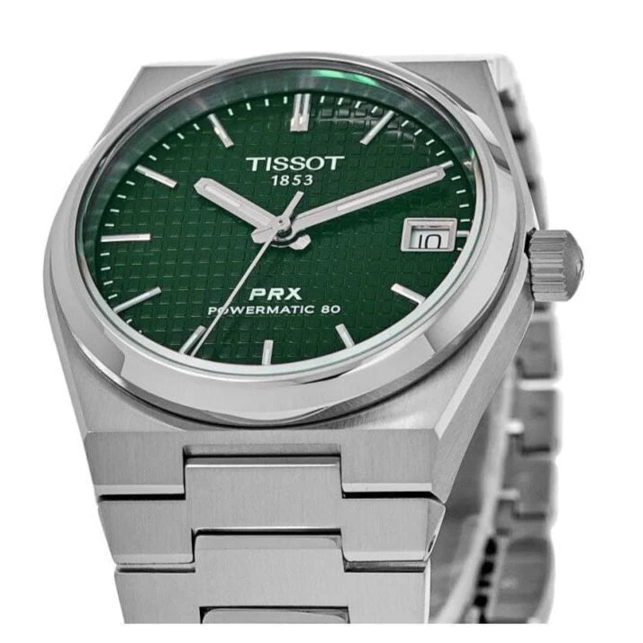 Tissot PRX Powermatic 80 Green Dial Silver Steel Strap Watch for Men - T137.207.11.091.00