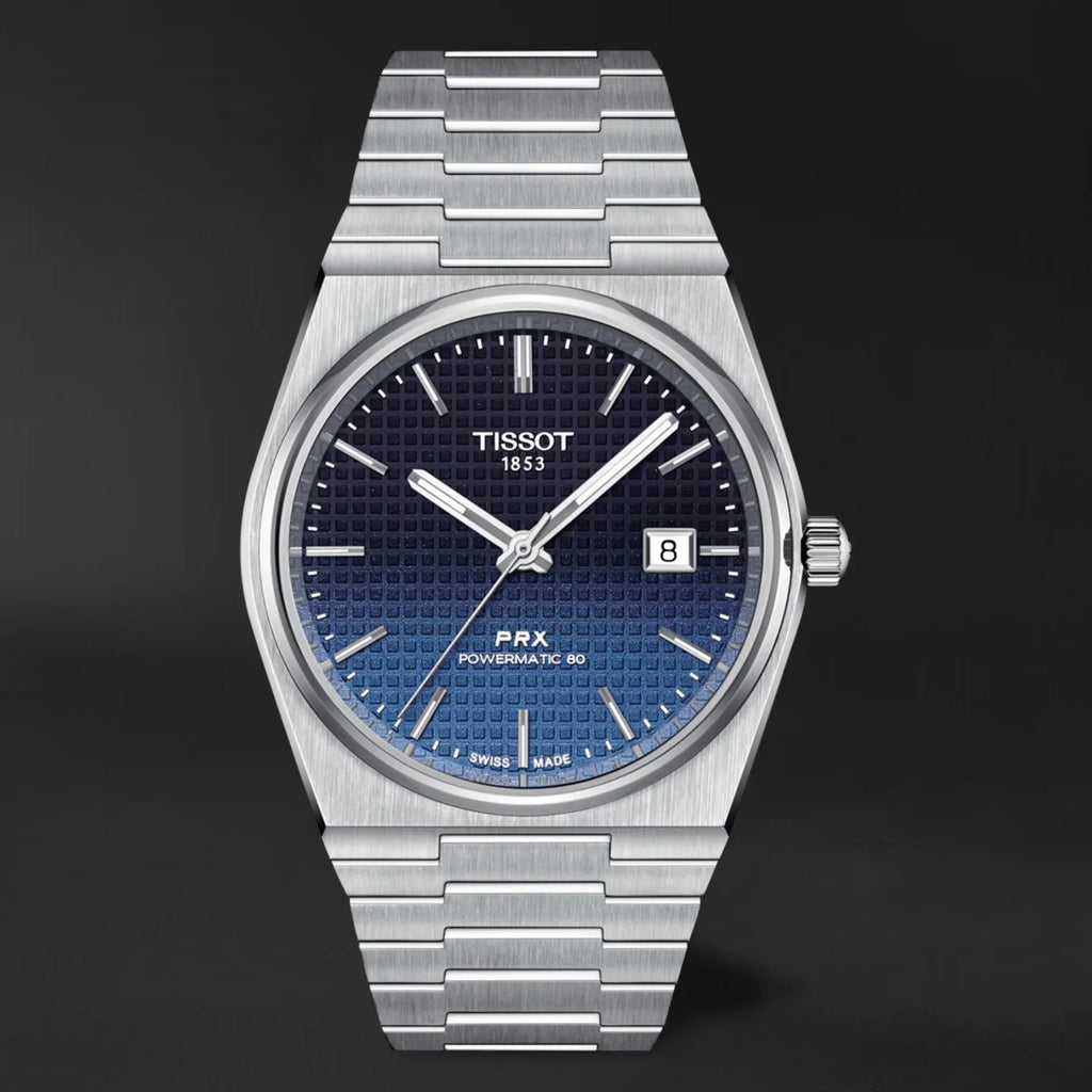 Tissot Powermatic 80 Automatic Gradient Blue Dial Silver Steel Strap Watch for Men - T137.407.11.051.01