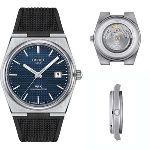 Tissot PRX Powermatic 80 Blue Dial Black Rubber Strap Watch for Men - T137.407.17.041.00