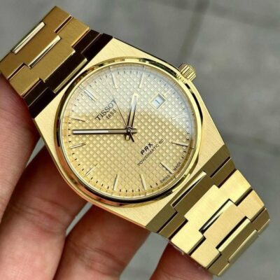 Tissot PRX Powermatic 80 Gold Dial Gold Steel Strap Watch for Men - T137.407.33.021.00
