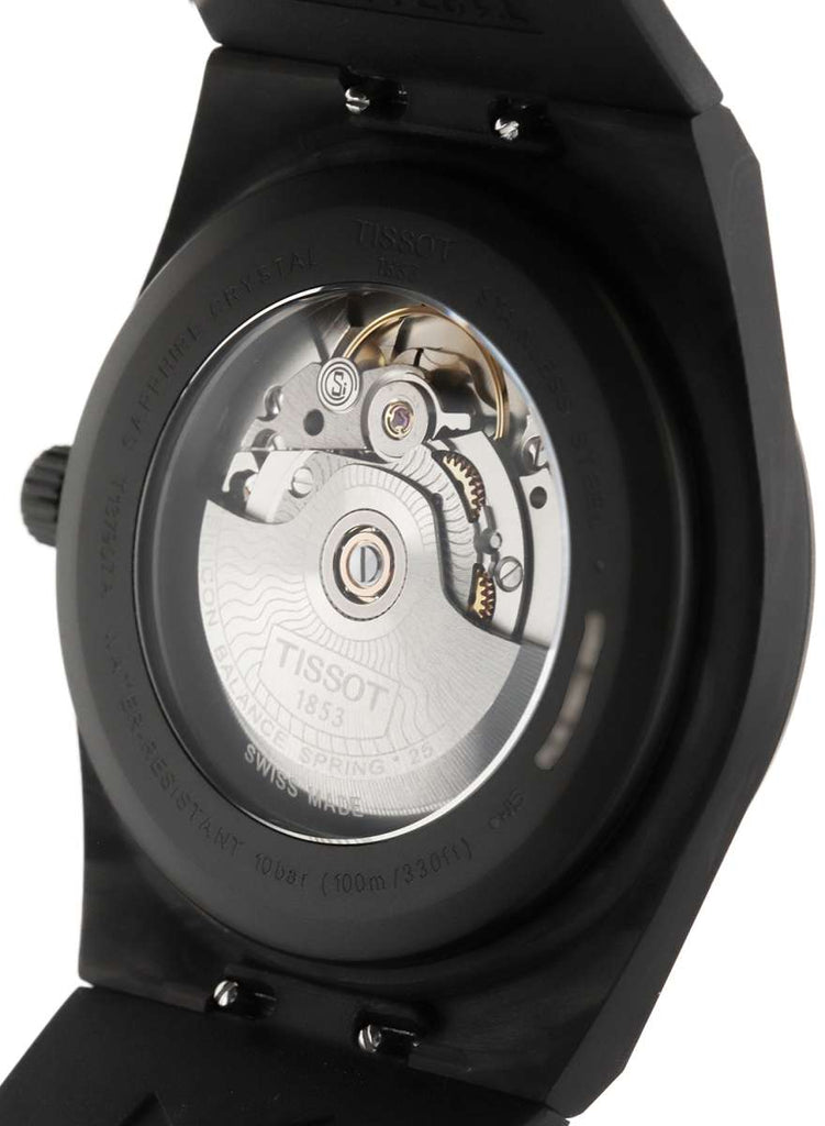 Tissot PRX Powermatic 80 Carbon Black Dial Black Rubber Strap Watch for Men - T137.907.97.201.00