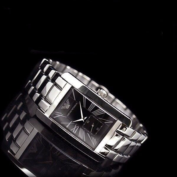 Emporio Armani Classic Black Dial Silver Stainless Steel Watch For Women - AR0157