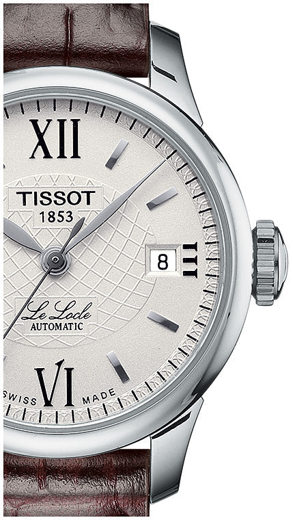 Tissot Le Locle Automatic Lady Silver Dial Brown Leather Strap Watch For Women - T41.1.113.77