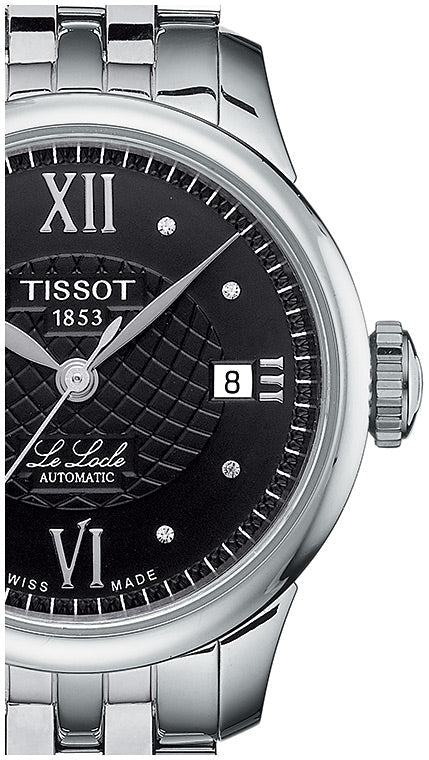 Tissot Le Locle Automatic Lady Black Dial Silver Steel Strap Watch For Women - T41.1.183.56
