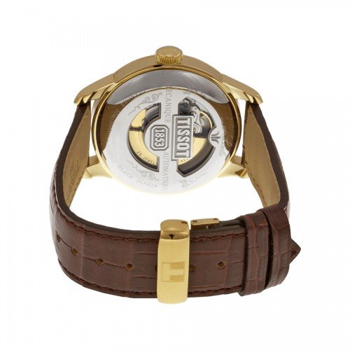 Tissot Le Locle Automatic Gold Dial Brown Leather Strap Watch For Men - T41.5.413.73