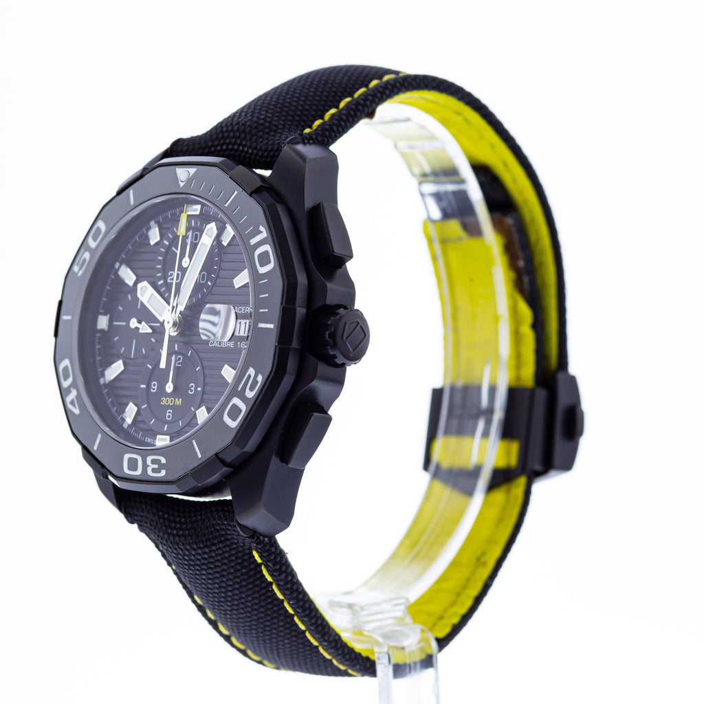 Tag Heuer Aquaracer Chronograph PVD Black Dial Black Nylon Strap Watch for Men - CAY218A.FC6361