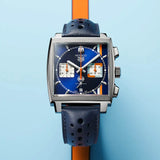 Tag Heuer Monaco Gulf Automatic Chronograph Blue Dial Blue Leather Strap Watch for Men - CBL2115.FC6494