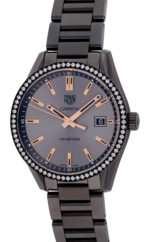 Tag Heuer Carrera Quartz Diamonds Black Dial Black Steel Strap Watch for Women - WAR1115.BA0602