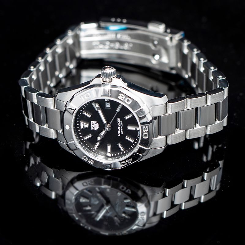 Tag Heuer Aquaracer Quartz Black Dial Silver Steel Strap Watch for Women - WBD1410.BA0741