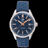 Tag Heuer Carrera Quartz Diamonds Blue Dial Blue Leather Strap Watch for Women - WAR1114.FC6391