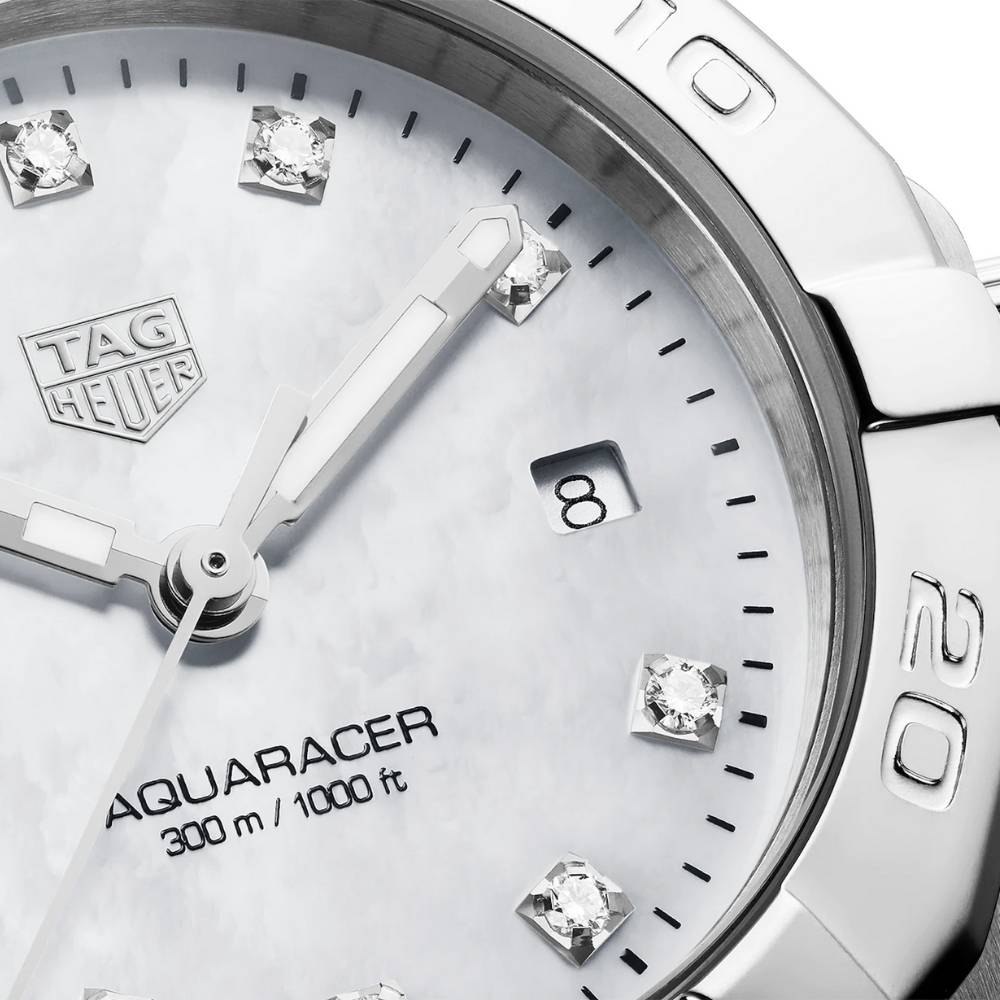 Tag Heuer Aquaracer Diamonds Mother of Pearl Dial Silver Steel Strap Watch for Women - WBD1414.BA0741