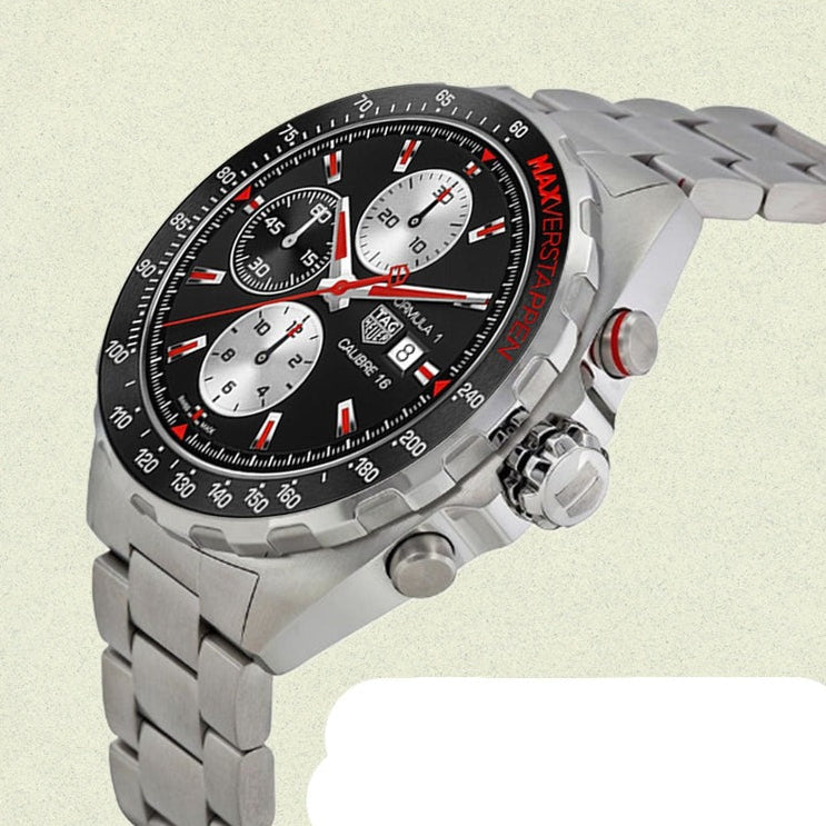 Tag Heuer Formula 1 Calibre 16 Max Verstappen Limited Edition Black Dial Two Tone Steel Strap Watch for Men - CAZ2018.BA0970