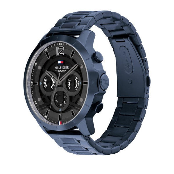 Tommy Hilfiger Luca Chronograph Grey Dial Blue Steel Strap Watch For Men - 1710493