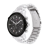 Tommy Hilfiger Troy Chronograph Grey Dial Silver Steel Strap Watch For Men - 1792106