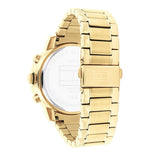 Tommy Hilfiger Troy Chronograph Black Dial Gold Steel Strap Watch For Men - 1792109