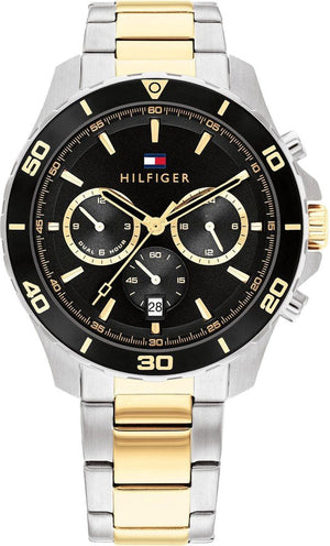 Tommy Hilfiger Jordon Chronograph Black Dial Two Tone Steel Strap Watch For Men - 1792095
