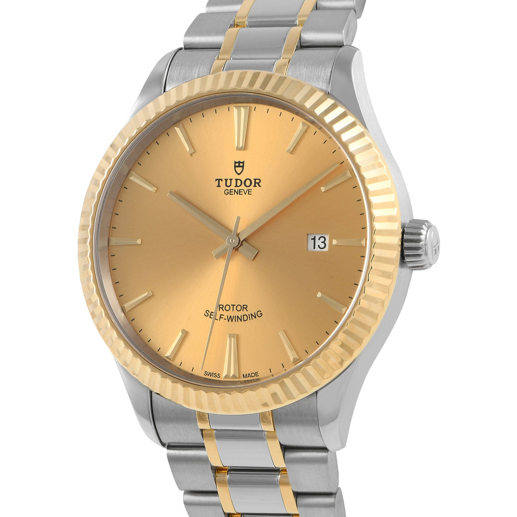Tudor Style Automatic Gold Dial Two Tone Steel Strap Watch for Men - M12713-0001