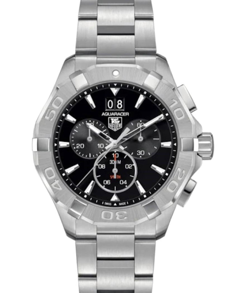 Tag Heuer Aquaracer Chronograph Black Dial Silver Steel Strap Watch for Men - CAY1110.BA0927