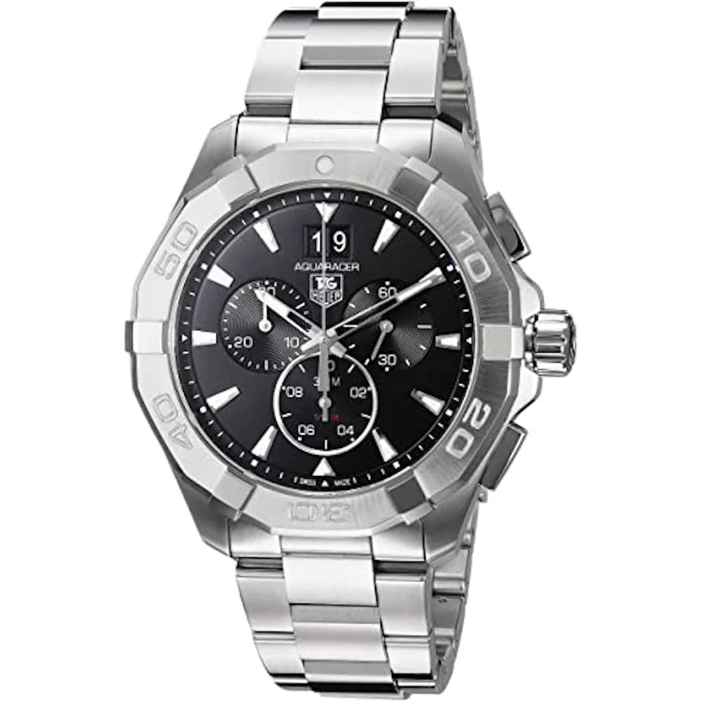Tag Heuer Aquaracer Chronograph Black Dial Silver Steel Strap Watch for Men - CAY1110.BA0927