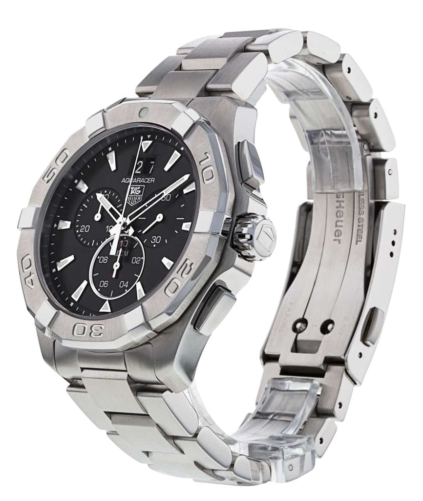 Tag Heuer Aquaracer Chronograph Black Dial Silver Steel Strap Watch for Men - CAY1110.BA0927