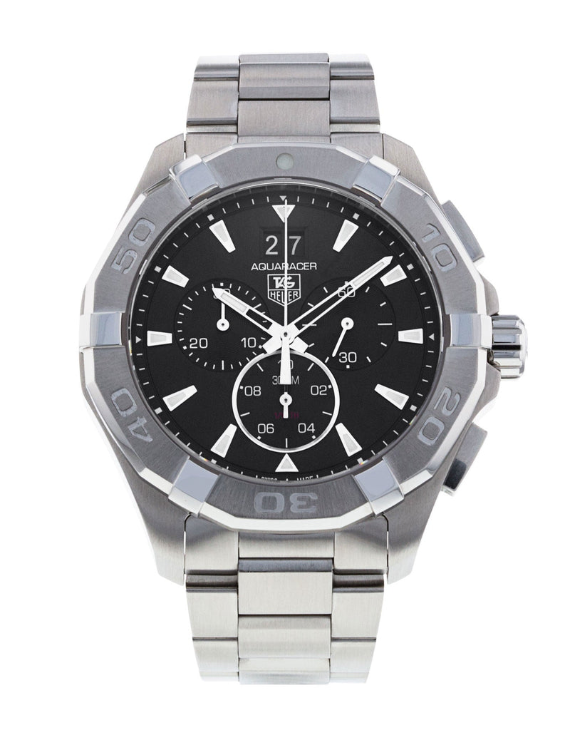 Tag Heuer Aquaracer Chronograph Black Dial Silver Steel Strap Watch for Men - CAY1110.BA0927