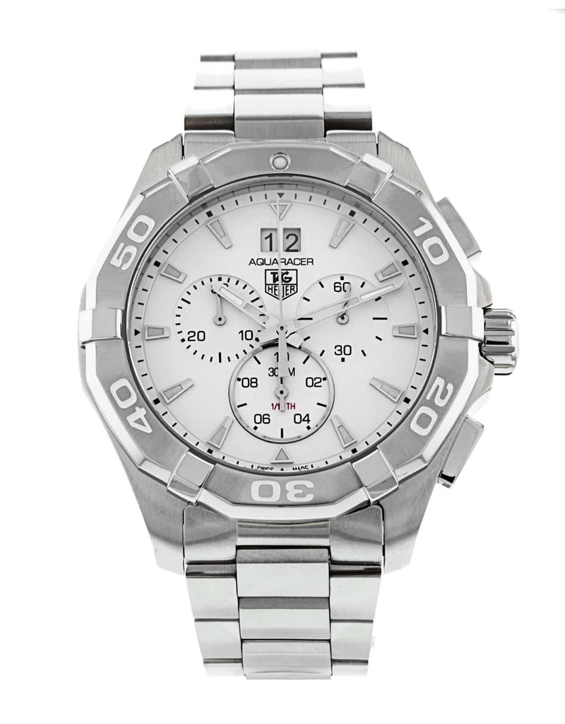 Tag Heuer Aquaracer White Dial Silver Steel Strap Watch for Men - CAY1111.BA0927
