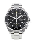 Tag Heuer Aquaracer Calibre 16 Day-Date Black Dial Silver Steel Strap Watch for Men - CAY211A.BA0927