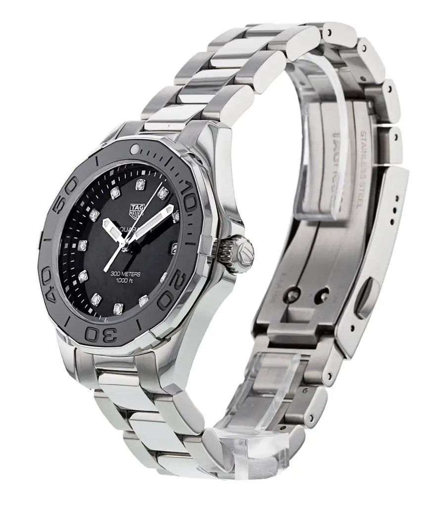 Tag Heuer Aquaracer Quartz Black Dial Silver Steel Strap Watch for Women - WAY131M.BA0748
