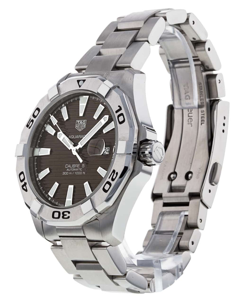 Tag Heuer Aquaracer Calibre 5 Automatic Sunray Brown Dial Silver Steel Strap Watch for Men - WAY2018.BA0927