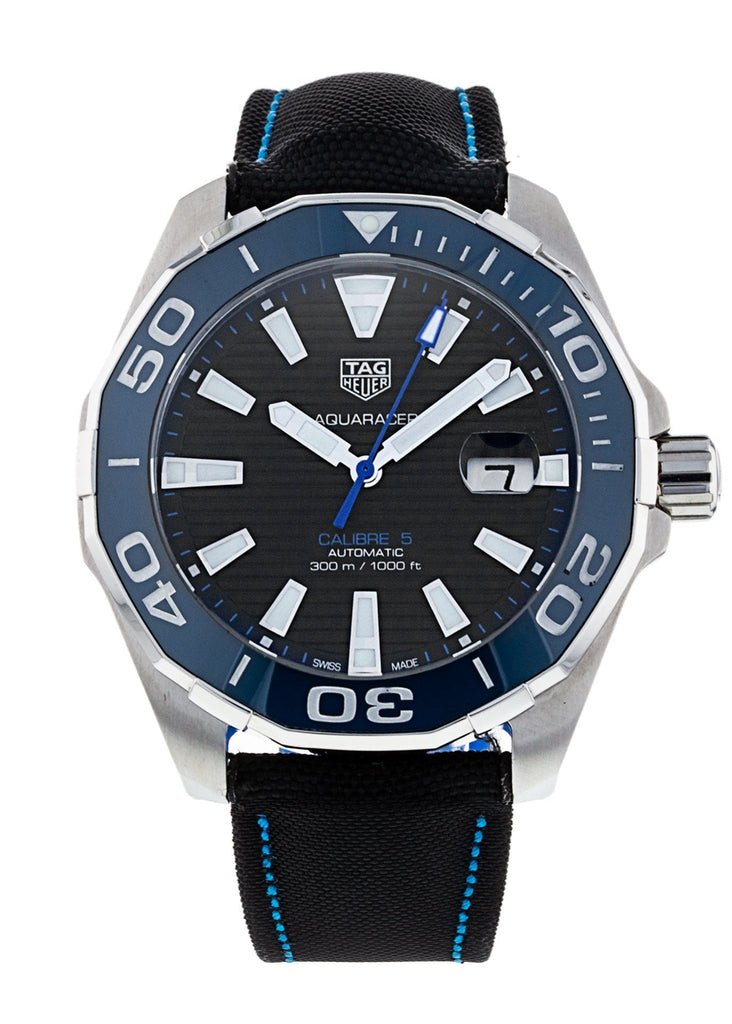 Tag Heuer Aquaracer Calibre 5 Automatic Black Dial Black Nylon Strap Watch for Men - WAY201C.FC6395