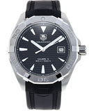 Tag Heuer Aquaracer Automatic Caliber 5 Black Dial Black Rubber Strap Watch for Men - WAY2110.FT8021