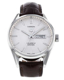 Tag Heuer Carrera Calibre 5 Automatic White Dial Brown Leather Strap Watch for Men - WAR201B.FC6291