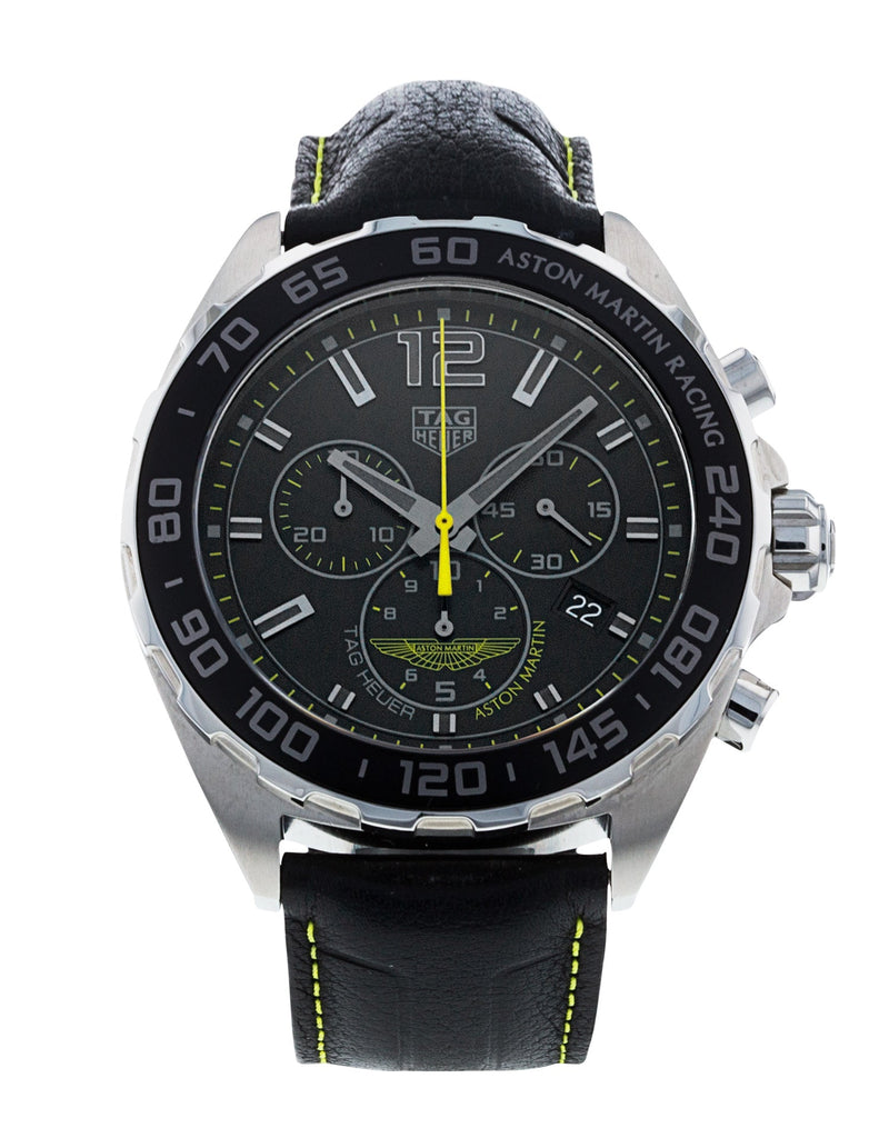 Tag Heuer Formula 1 Aston Martin Black Dial Black Leather Strap Watch for Men - CAZ101P.FC8245