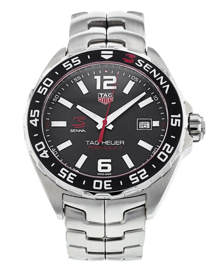 Tag Heuer Formula 1 Senna Limited Edition Black Dial Silver Steel Strap Watch for Men - WAZ1012.BA0883