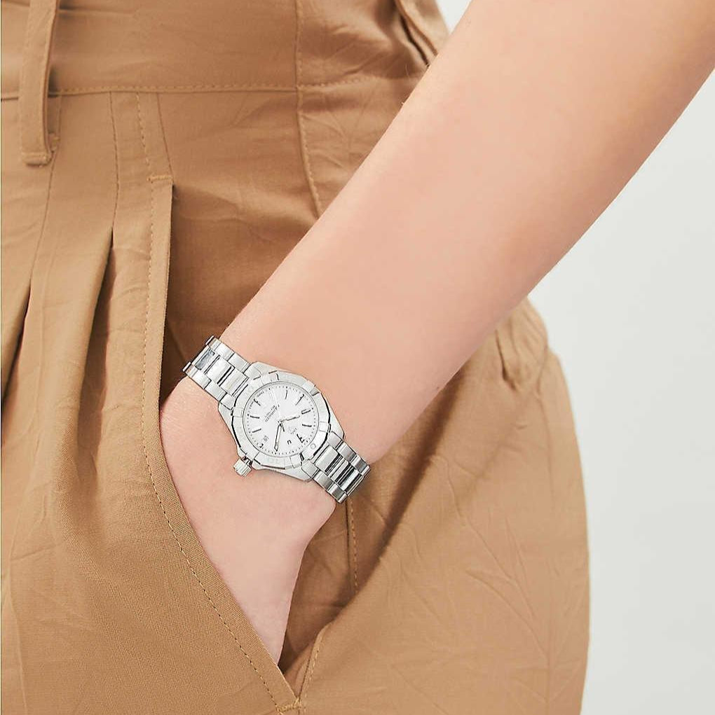 Tag Heuer Aquaracer Diamonds White Mother of Pearl Dial Silver Steel Strap Watch for Women - WBD1314.BA0740