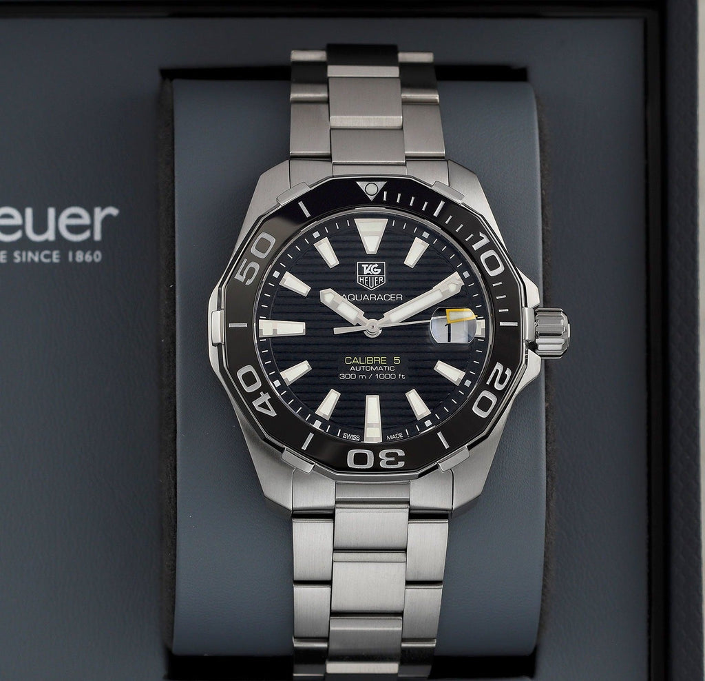 Tag Heuer Aquaracer Automatic Black Dial Silver Steel Strap Watch for Men - WAY211A.BA0928