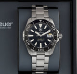 Tag Heuer Aquaracer Automatic Black Dial Silver Steel Strap Watch for Men - WAY211A.BA0928