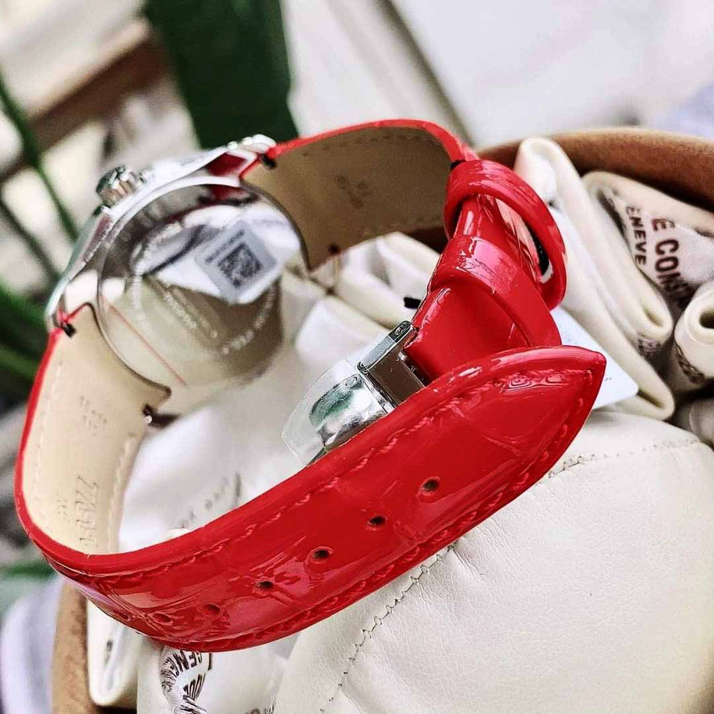 Tissot Couturier Lady Silver Dial Red Leather Strap Watch for Women - T035.210.16.031.01