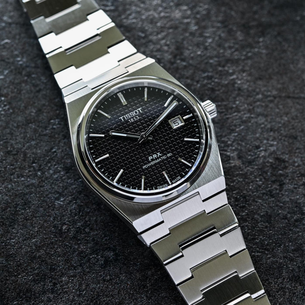 Tissot PRX Powermatic 80 Black Dial Silver Steel Strap Watch For Men - T137.407.11.051.00