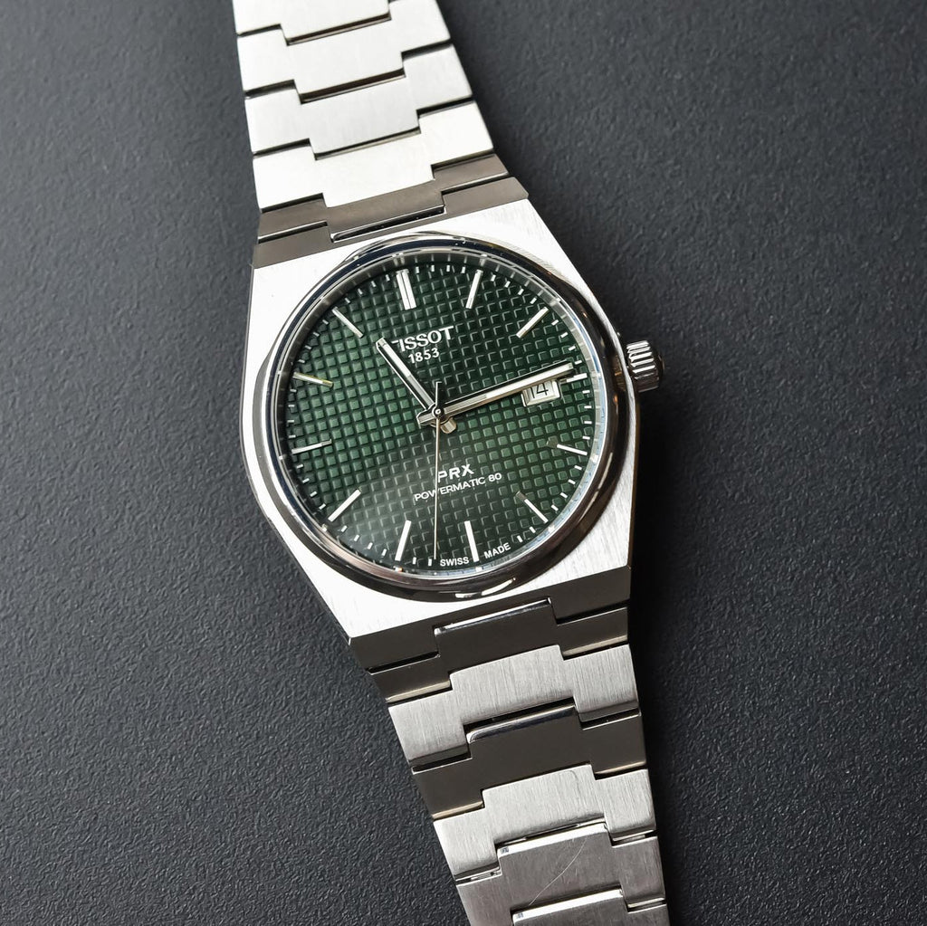 Tissot PRX Powermatic 80 Green Dial Silver Steel Strap Watch For Men - T137.407.11.091.00