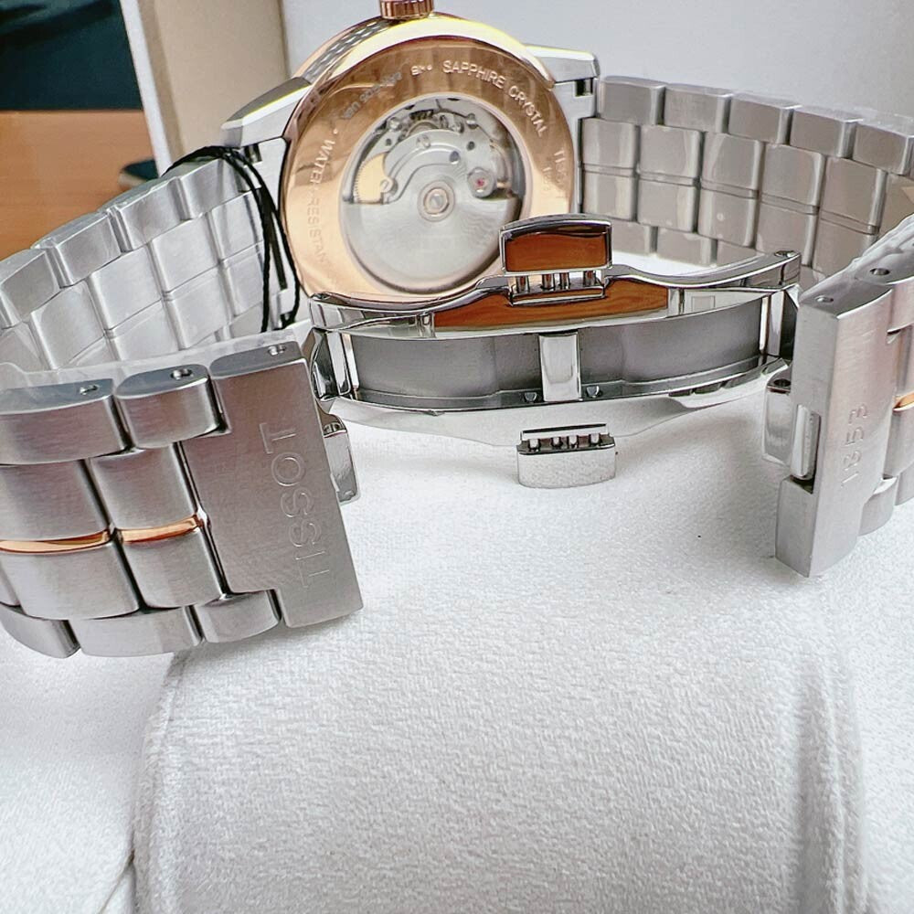 Tissot T Classic Luxury Powermatic 80 Black Dial Silver Steel Strap Watch For Men - T086.407.22.067.00