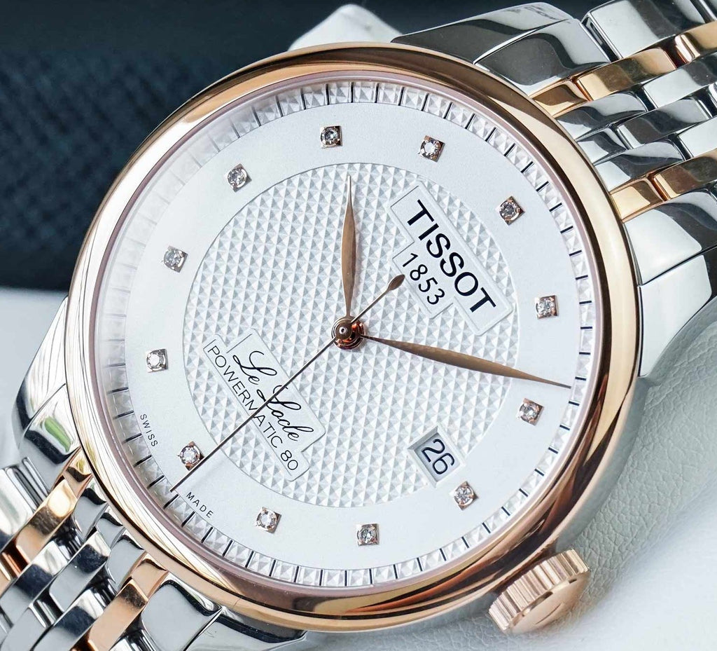 Tissot Le Locle Powermatic 80 Diamonds Silver Dial Two Tone Steel Strap Watch For Men - T006.407.22.036.01