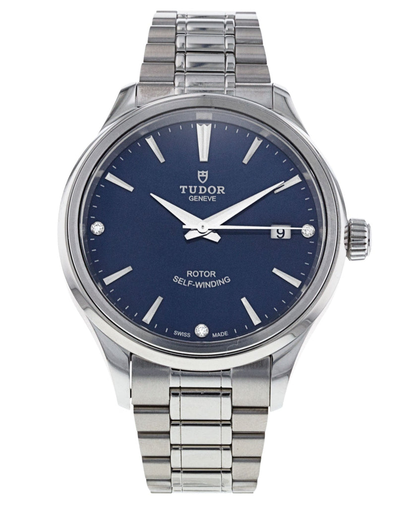 Tudor Style Automatic Blue Dial Silver Steel Strap Watch for Men - M12710-0013
