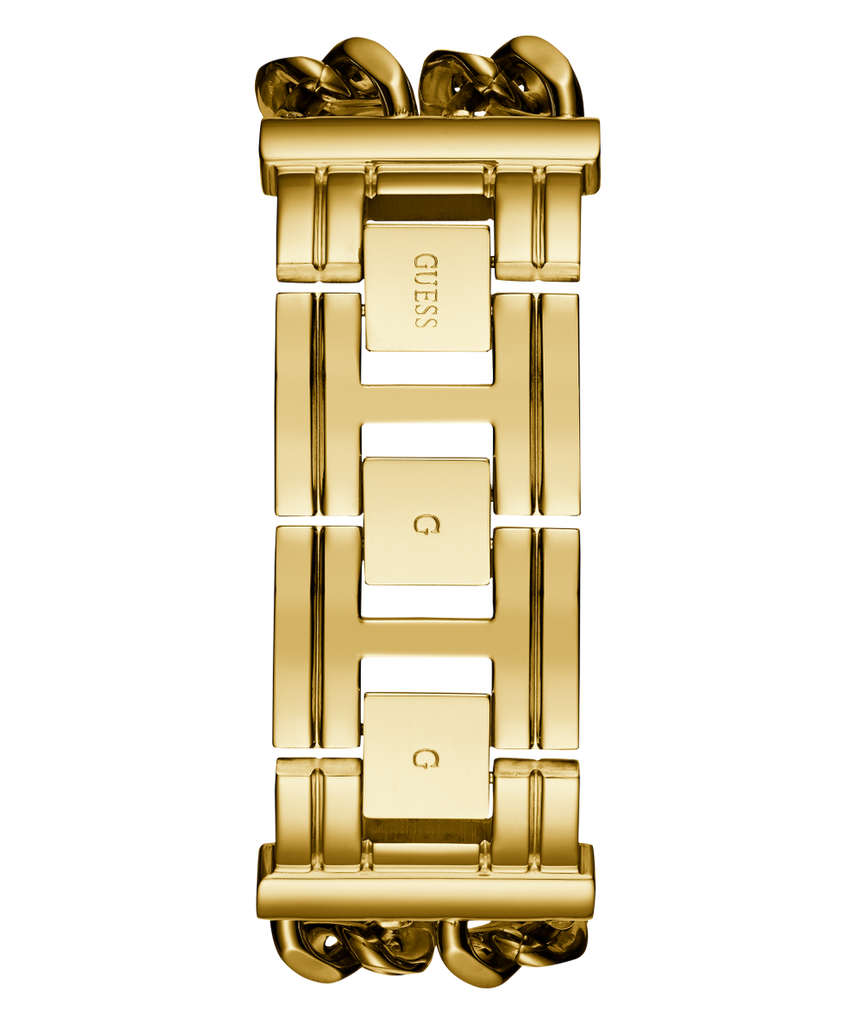 Guess Trend Multi Chain Black Dial Gold Steel Strap Watch for Women - U1117L5