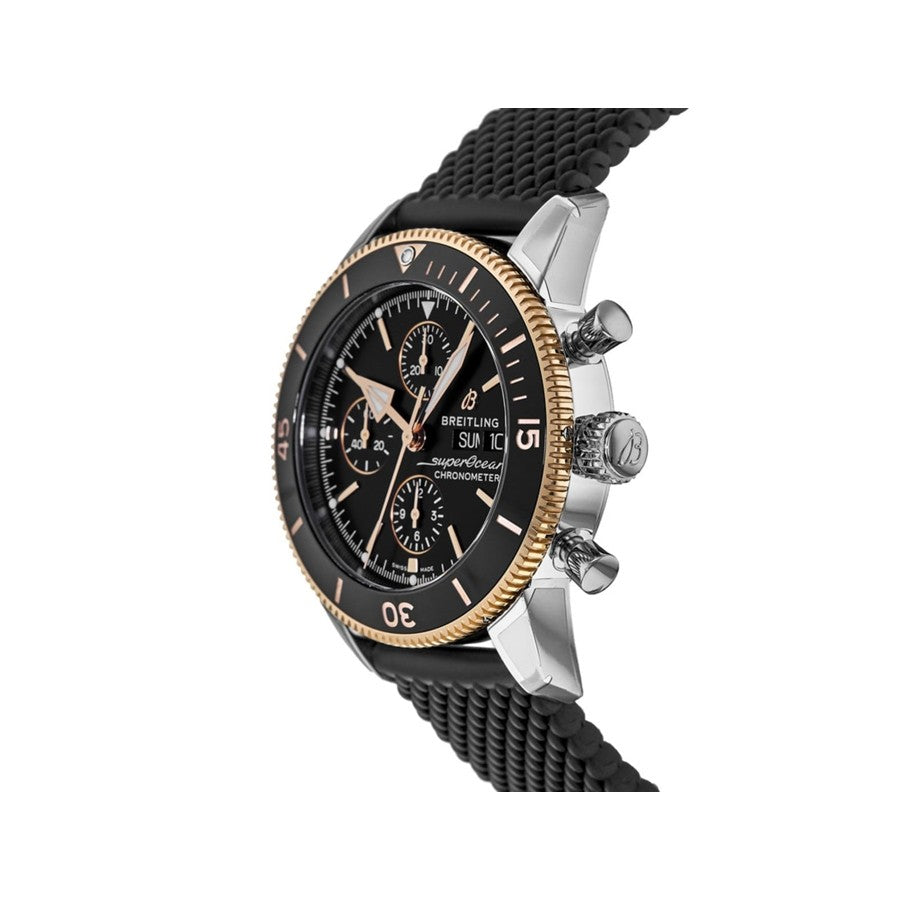 Breitling Superocean Heritage Chronograph 44 Black Dial Black Mesh Bracelet Watch for Men - U13313121B1S1